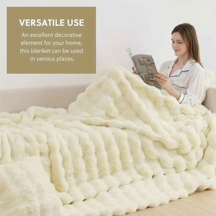 Velmesta Faux Rabbit Fur Throw Blanket