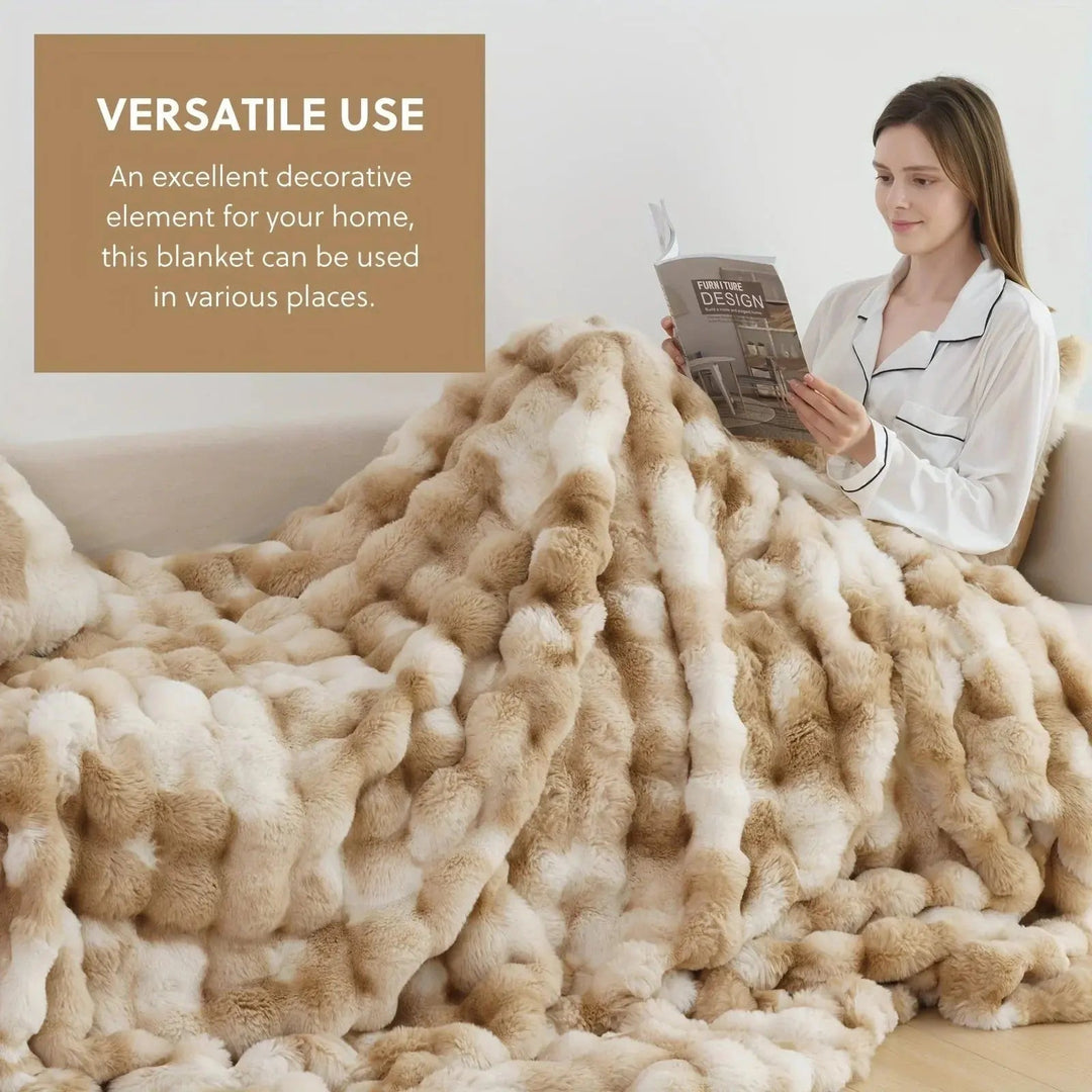 Velmesta Faux Rabbit Fur Throw Blanket