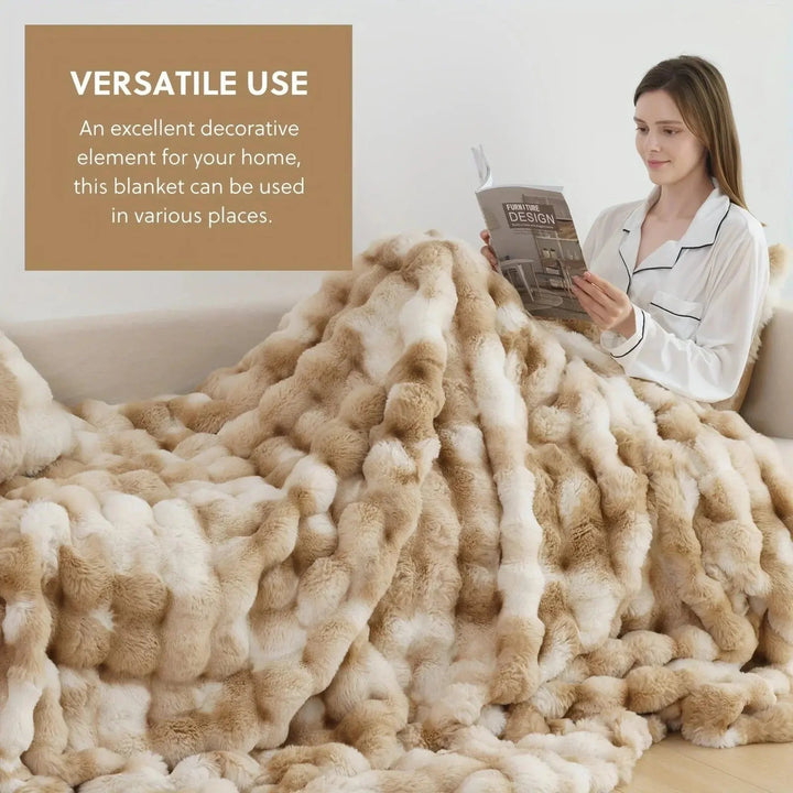 Velmesta Faux Rabbit Fur Throw Blanket