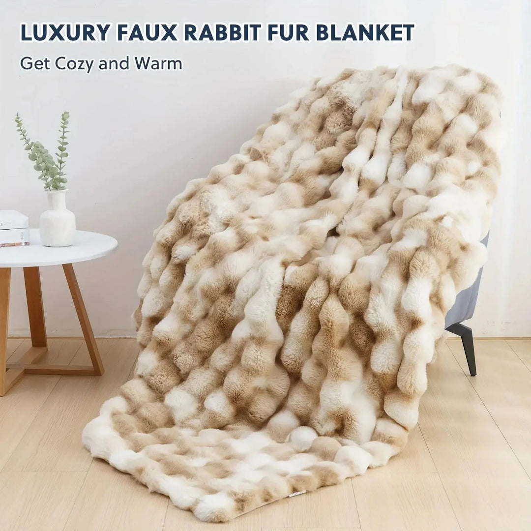 Velmesta Faux Rabbit Fur Throw Blanket