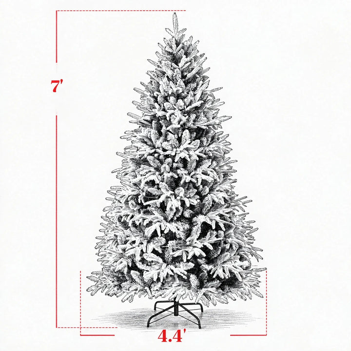 Full snow flocked pre-lit Christmas tree