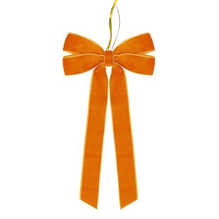 Plushridge Velvet Christmas Bow with Long Tails and Gold Cord
