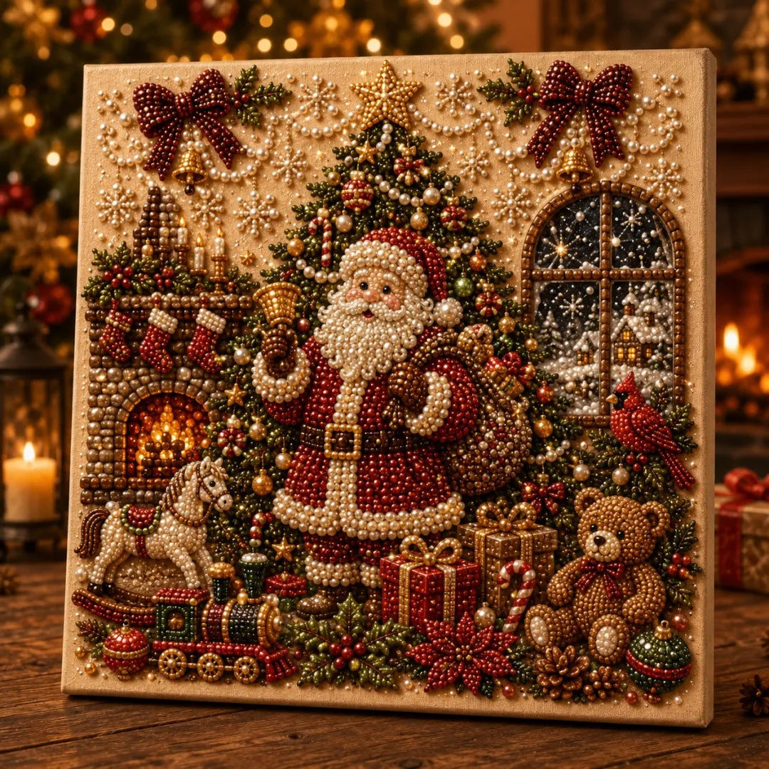 Christmas pearl diamond painting of Santa