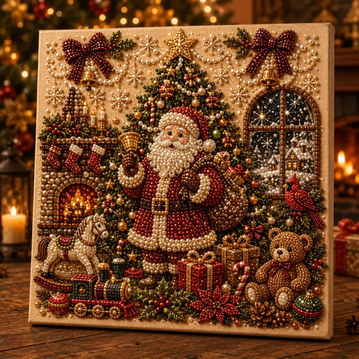 Christmas pearl diamond painting of Santa