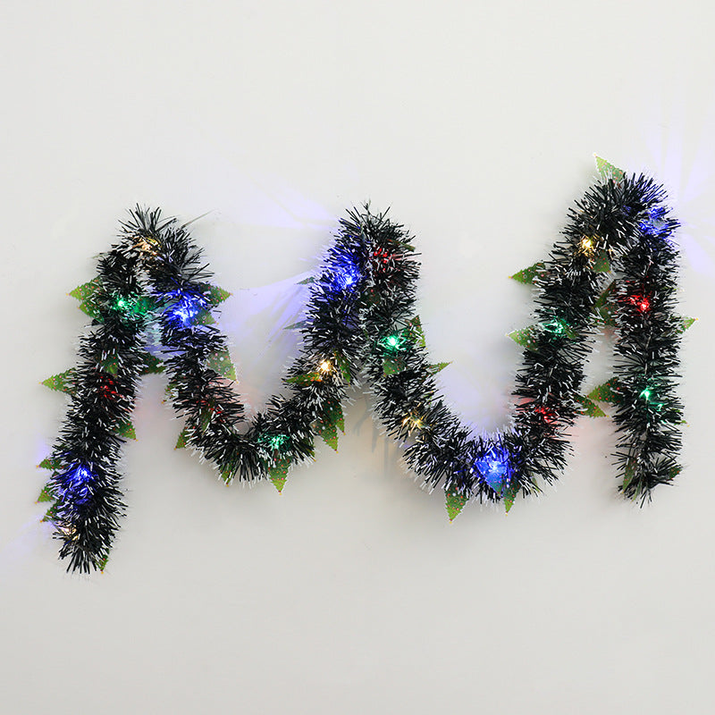 Tinsel garland with LED lights and Santas