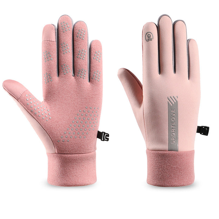Black water-repellent touchscreen winter gloves