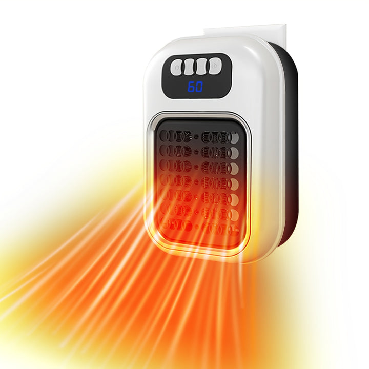 White plug-in wall heater with remote control