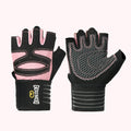 Black half-finger gym gloves with wrist wrap