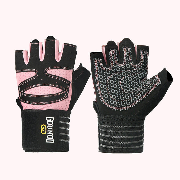 Plushridge Half-Finger Gym Gloves with Long Wrist Wrap Support