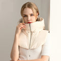 Quilted down hood with neck warmer