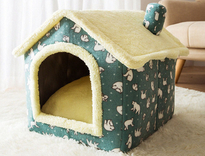 Plushridge Foldable Plush Pet House with Removable Cushion