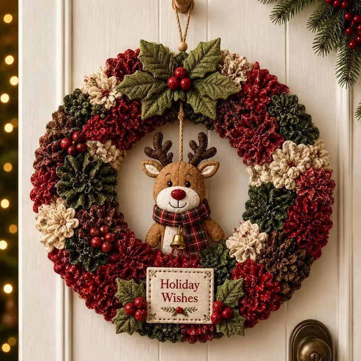 DIY fabric Christmas wreath with Santa figure