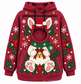 Hoodie with a cat peeking out of the pocket