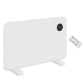 White slim panel heater mounted on a wall
