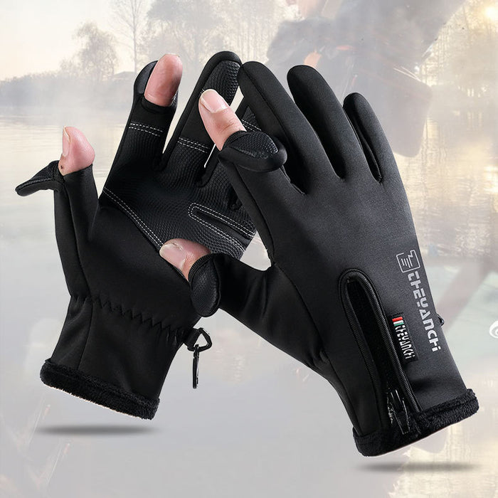 Plushridge Winter Gloves with Flip-Open Fingertips and Magnet Hold