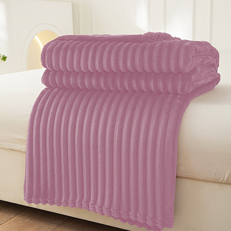 Soft Plush Blanket with Rib Pattern