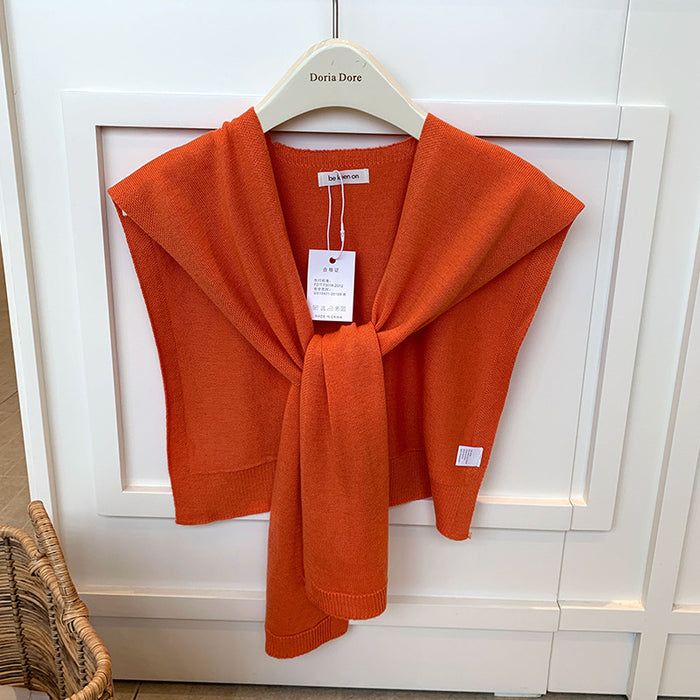 Plushridge Tie-Front Knit Shoulder Wrap in Solid or Openwork