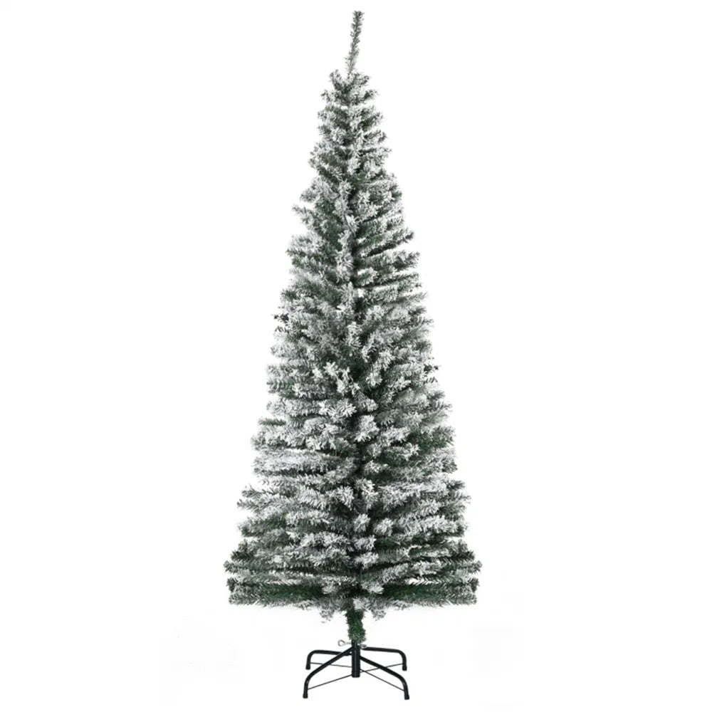 Slim flocked artificial Christmas tree