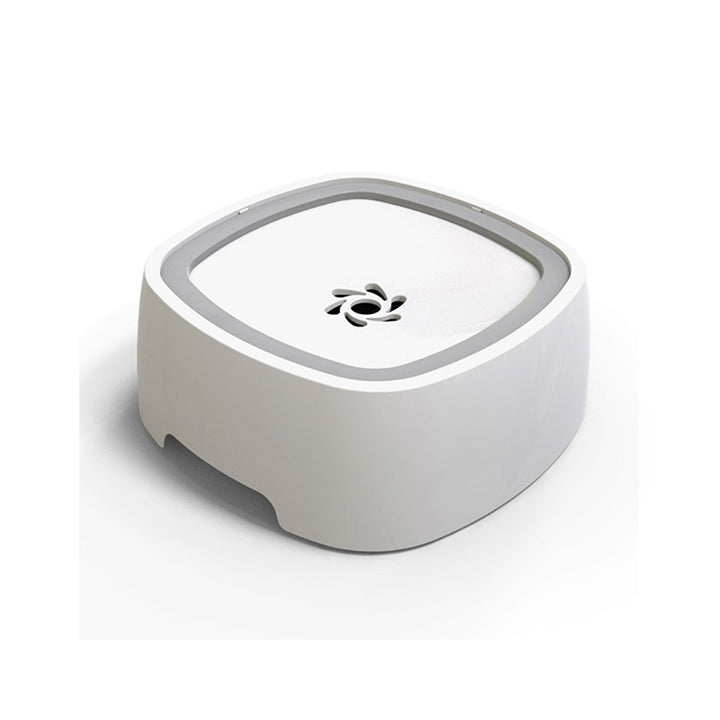 White floating no-spill pet water bowl