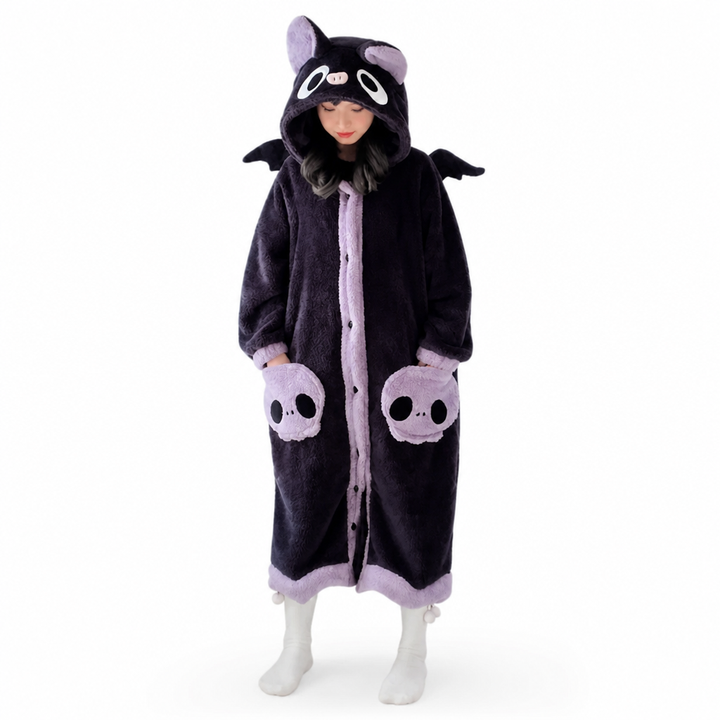 Hooded Fleece Wearable Blanket Pajamas with Playful Animal Designs