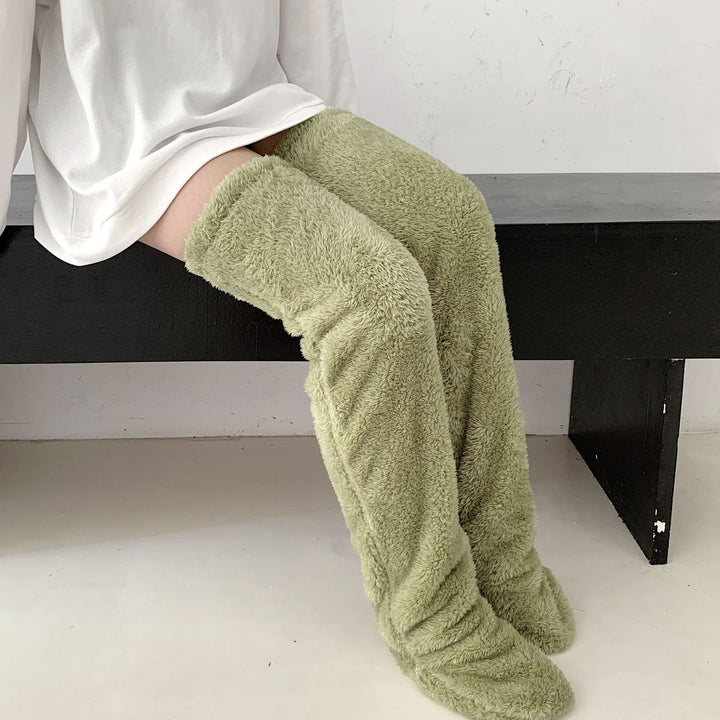 Fuzzy lilac over-the-knee plush socks