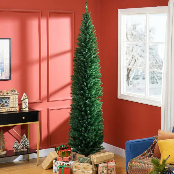 Plushridge 8 ft Slim Pencil Christmas Tree with 618 Tips