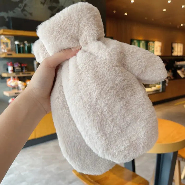 Fluffy Plush Mittens with Thick Lining for Cold Days