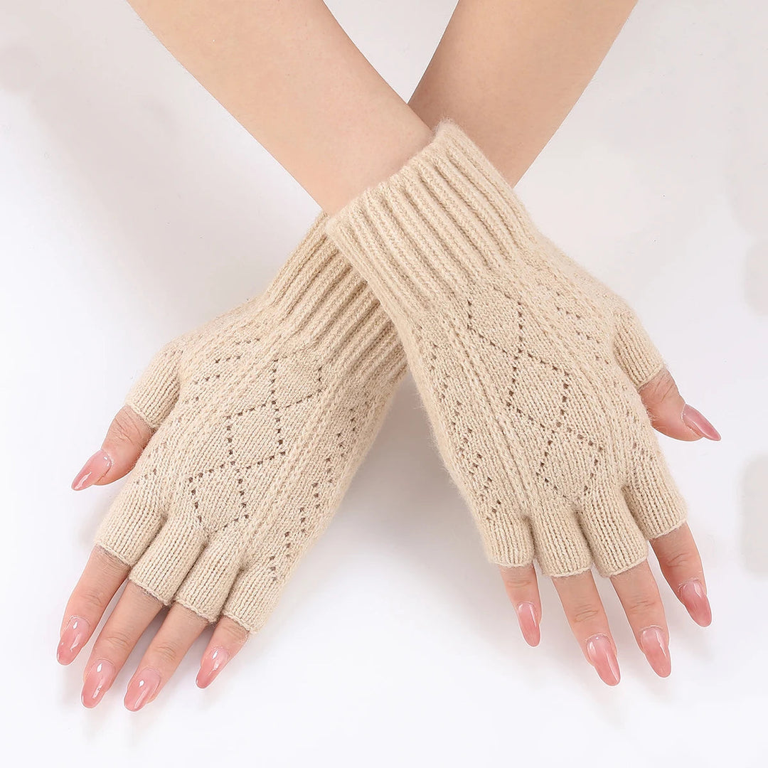 Soft Knit Fingerless Gloves with Snug Ribbed Cuffs
