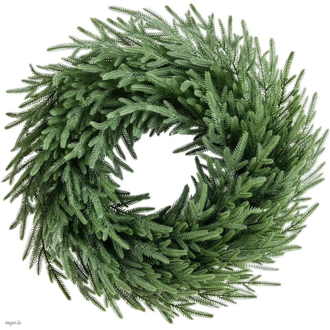 Norfolk pine Christmas wreath on vine base