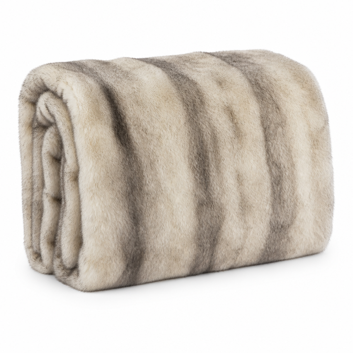 Fluffy Faux Fur Throw Blanket with Reinforced Edges