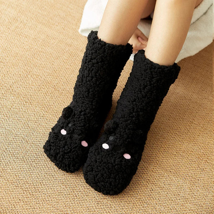 Cute Bear Fleece Socks with Non-Slip Grip