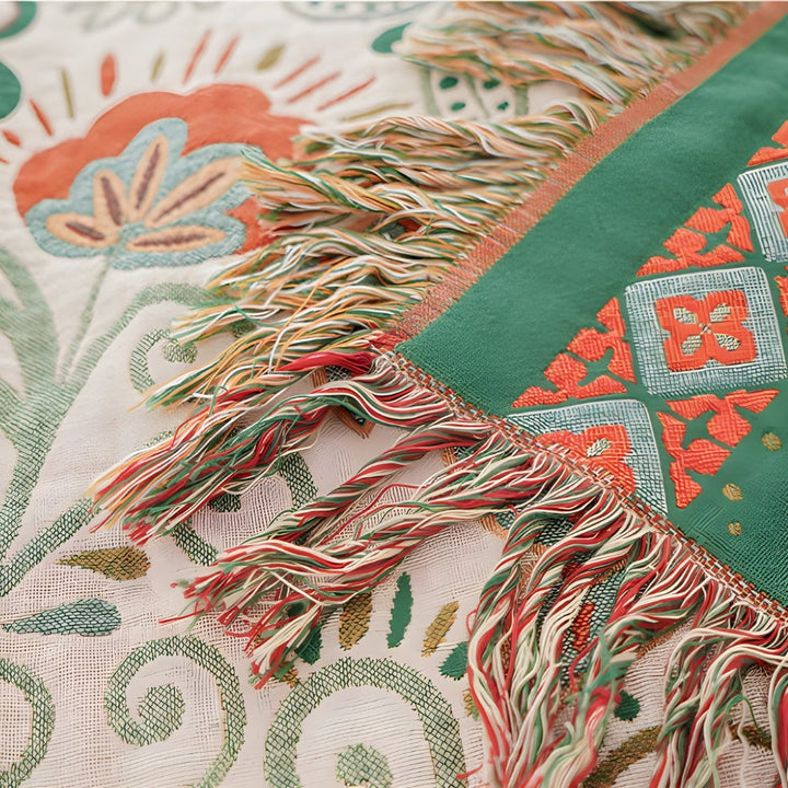 Bohemian Reversible Sofa &amp; Bed Throw Vibrant Autumn Leaf Design