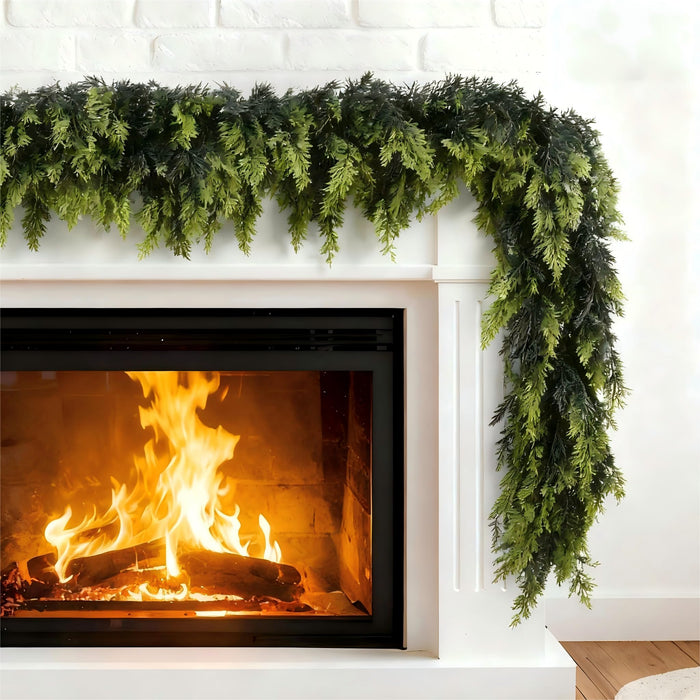 Plushridge Artificial Norfolk Pine Garland for Mantel and Stairs