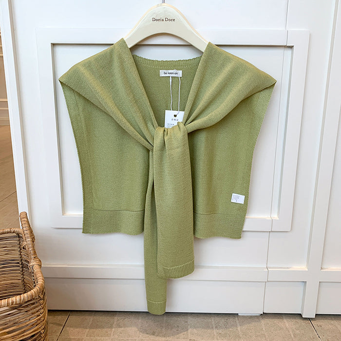 Plushridge Tie-Front Knit Shoulder Wrap in Solid or Openwork