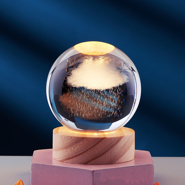 3D Crystal Ball Night Light, Solar System Inner Carving