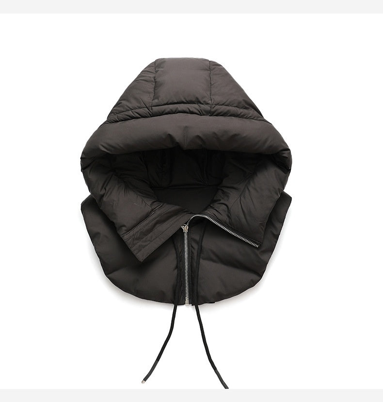 Quilted down hood with neck warmer
