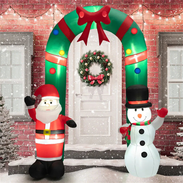 Plushridge 8 ft Inflatable Christmas Arch with Santa and Snowman