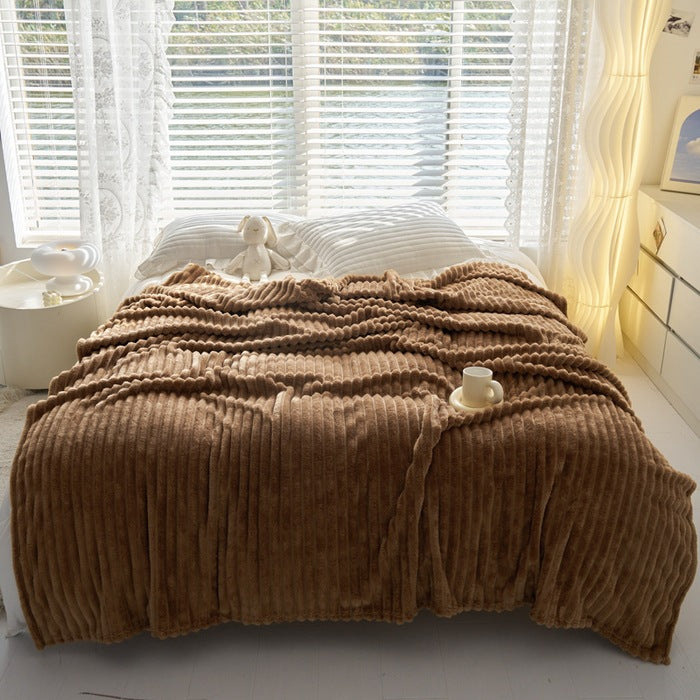 Plushridge Ribbed Faux Rabbit Fur Blanket, Anti-Static