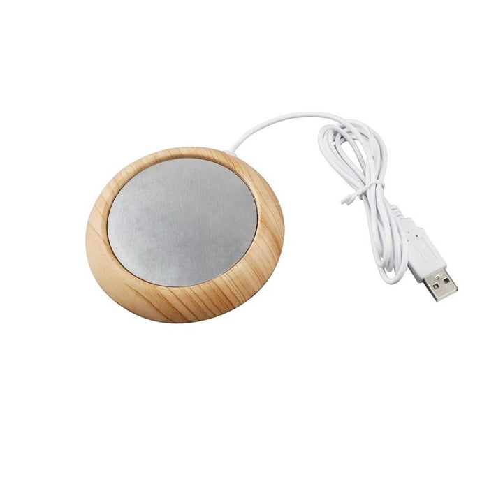 Plushridge Slim USB Coaster Warmer with Wood Look Rim