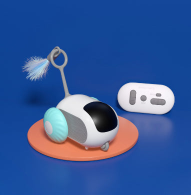 Remote control car toy with feather for cats