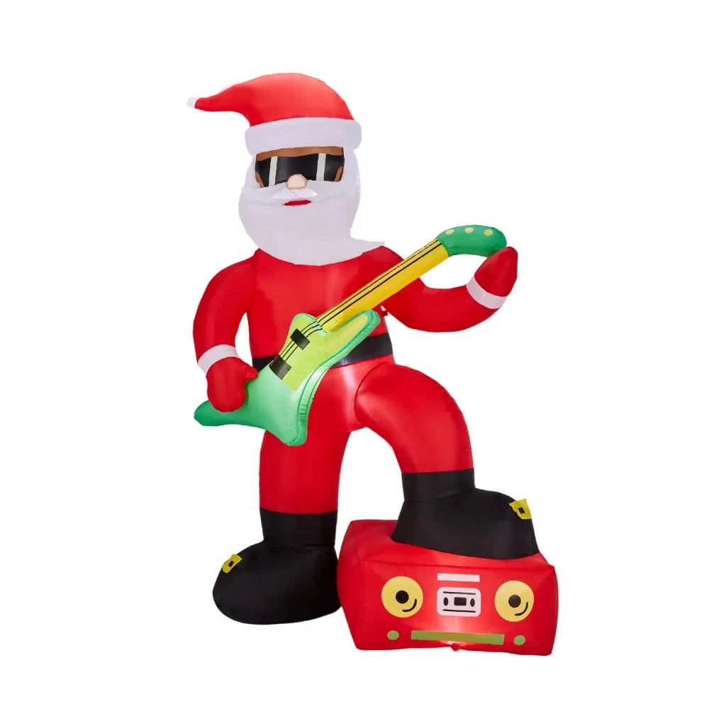 Inflatable Santa playing electric guitar