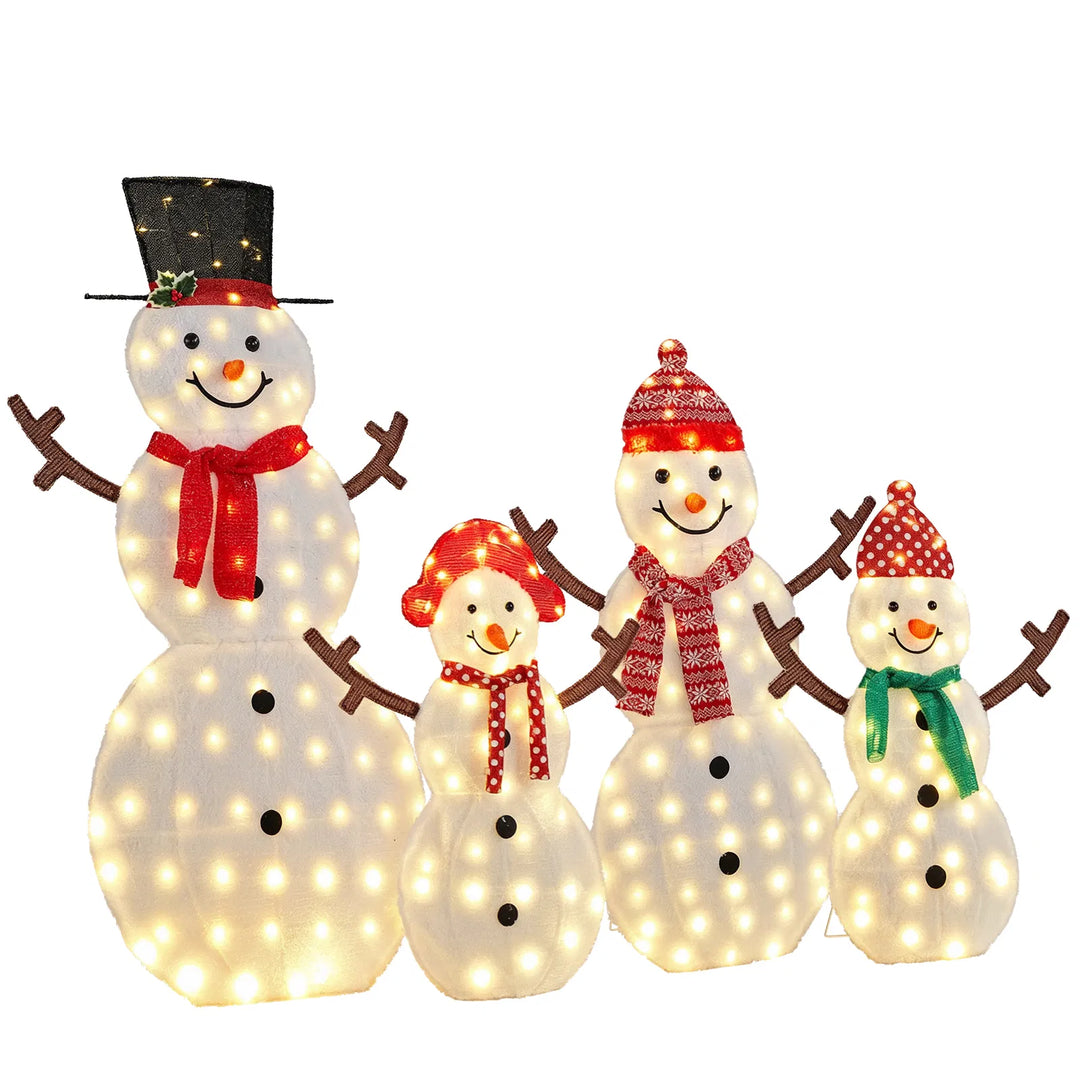 Lighted snowman family of four figures