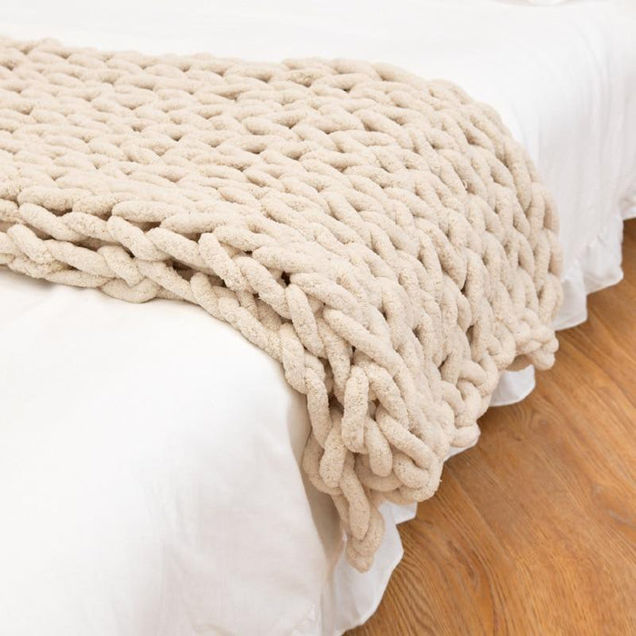 Plushridge™ Chunky Cable Knit Throw Blanket With a Gently Weighted Feel