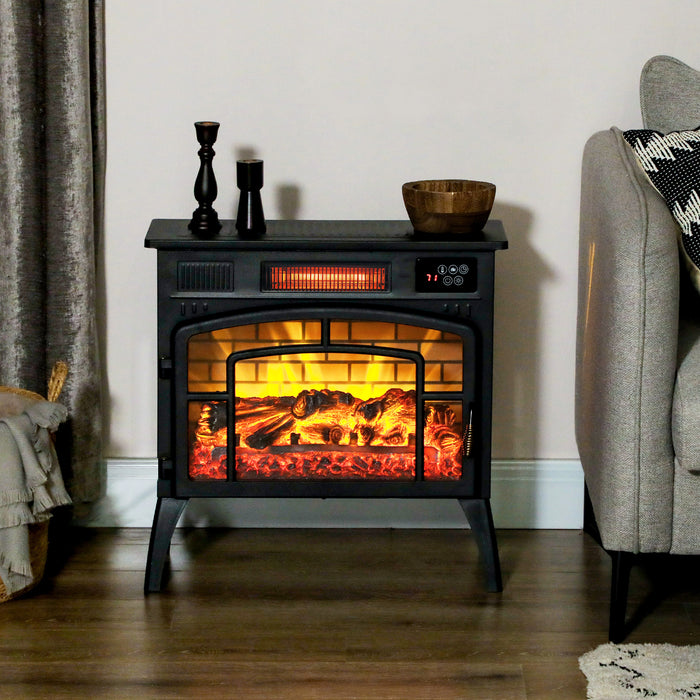 Plushridge 3-Sided Electric Fireplace with Infrared Heat and Flames