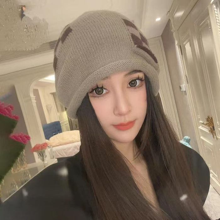 Plushridge Knit Beret Winter Hat with Metal Ring Accent