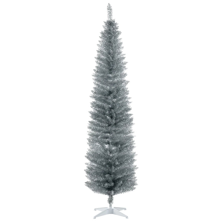 Tall silver slim pencil Christmas tree