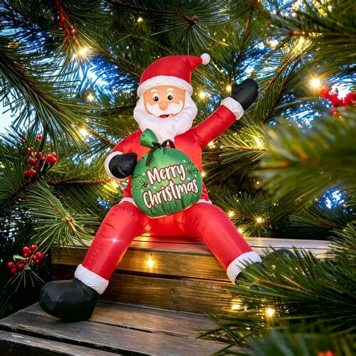 Giant inflatable Santa Claus with gift sack
