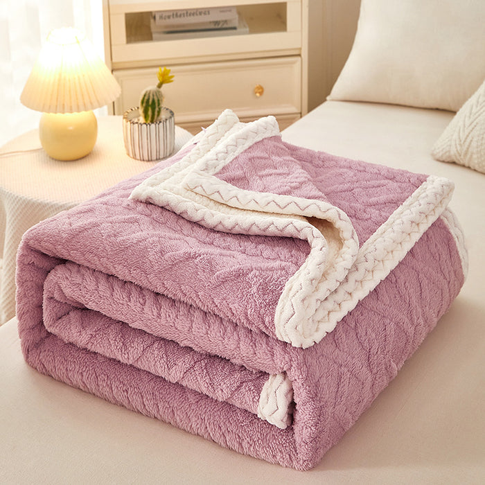 Plushridge Double Layer Coral Fleece Blanket with Sherpa Reverse