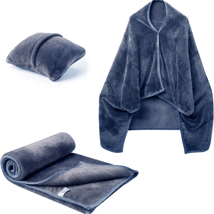 Plushridge 3-in-1 Fleece Blanket That Turns Into a Shawl or Pillow