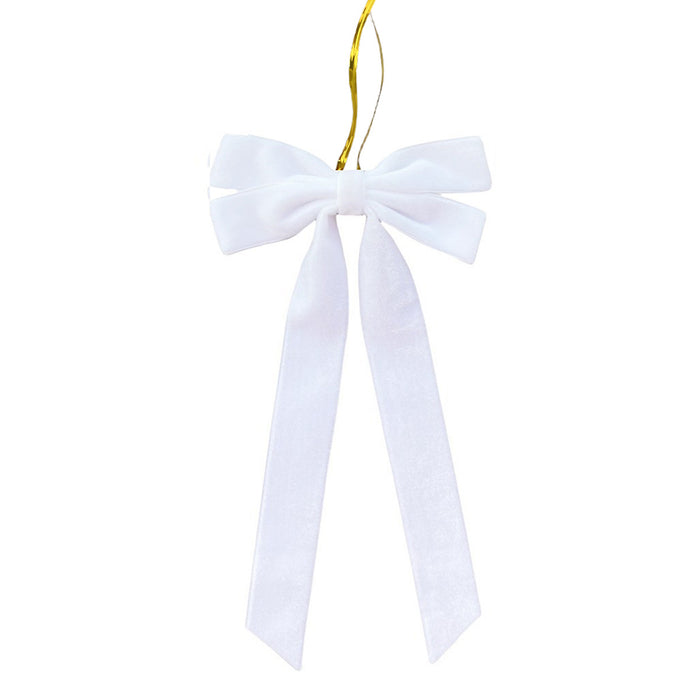 Plushridge Velvet Christmas Bow with Long Tails and Gold Cord